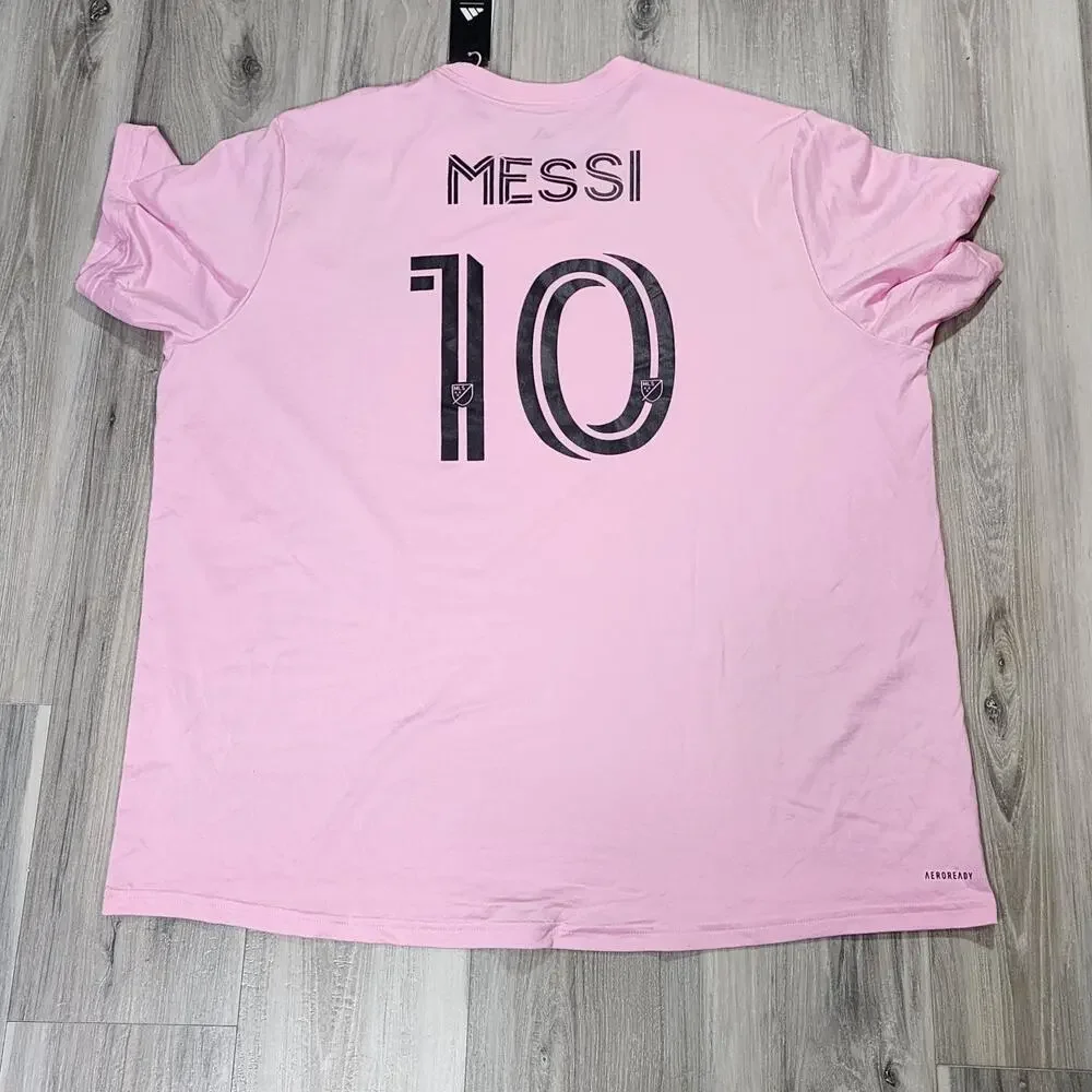 adidas T-Shirt Adult 2XL Inter Miami CF Lionel Messi #10 Pink New